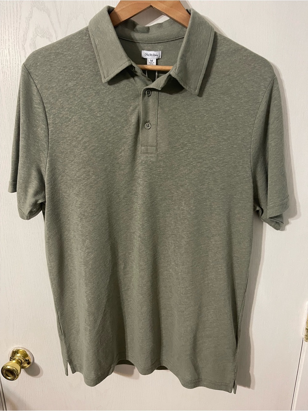 Saks Fifth Avenue Men's Linen Green Polo Shirt